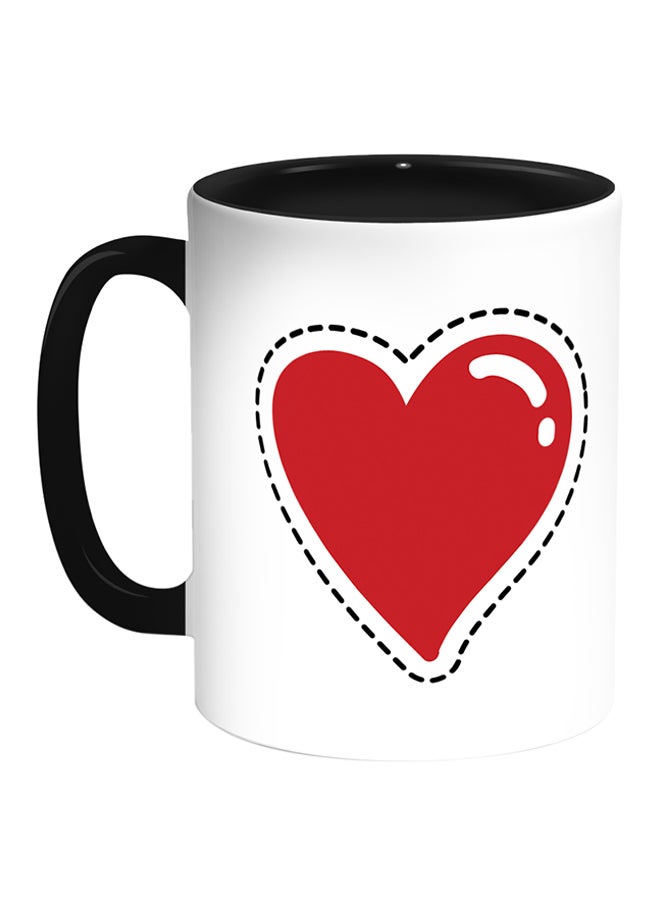 Decalac Red Heart Printed Coffee Mug White/Black