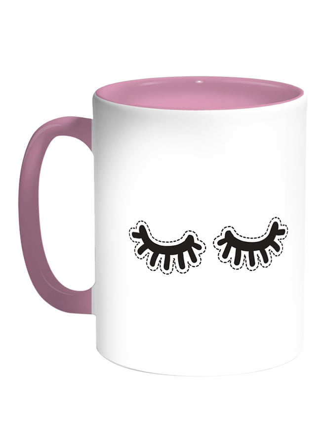 Decalac Eyelashes Printed Coffee Mug White/Pink