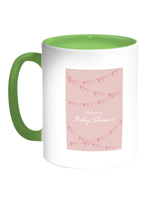 Welcom Baby Shower Printed Coffee Mug White/Green