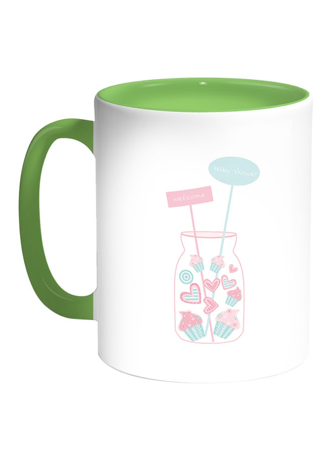 Decalac Welcome Baby Shower Printed Coffee Mug White/Green