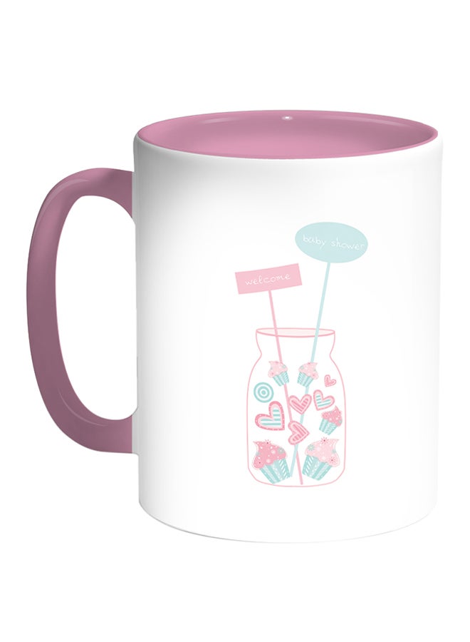 Decalac Welcome Baby Shower Printed Coffee Mug White/Pink
