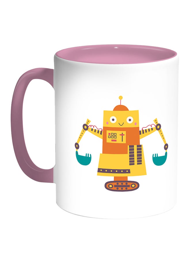 ديكالاك مج قهوة بطبعة على شكل محراث أبيض/ وردي