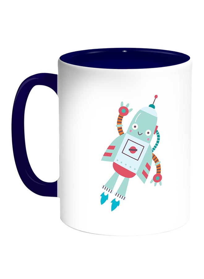 ديكالاك قدح قهوة بطبعة مركبة فضائية أبيض/أزرق