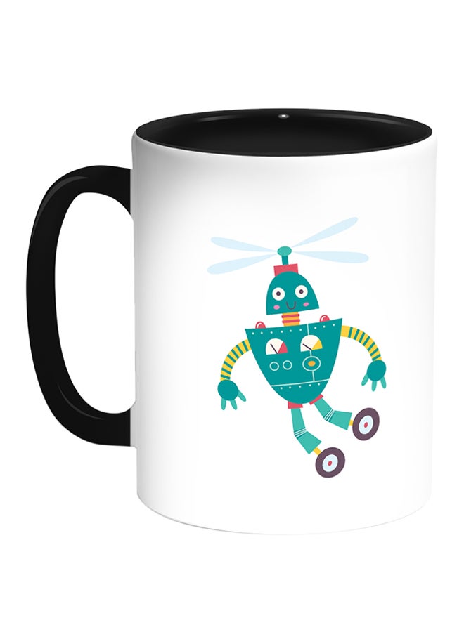 Decalac Robot Printed Coffee Mug White/Black 