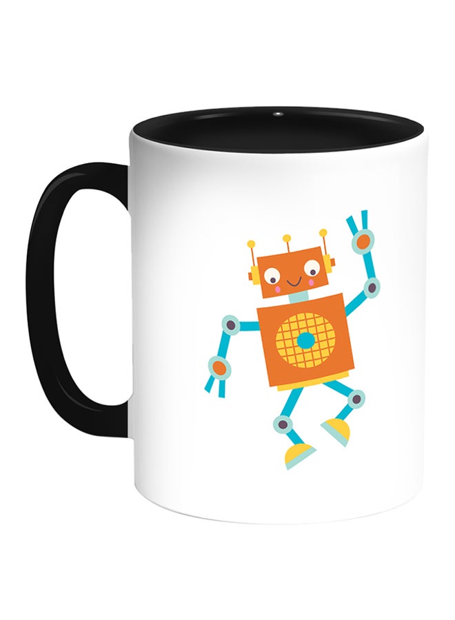 Decalac Caricature - Robot Printed Coffee Mug White/Black 