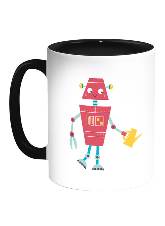 Decalac Caricature - Robot Printed Coffee Mug White/Black 