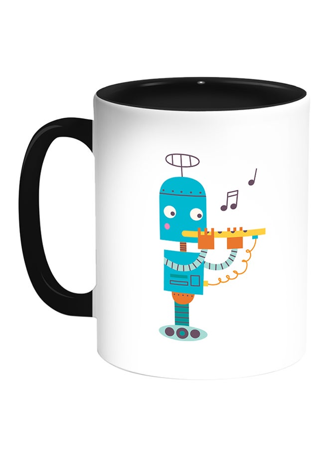 Decalac Caricature - Robot Printed Coffee Mug White/Black 