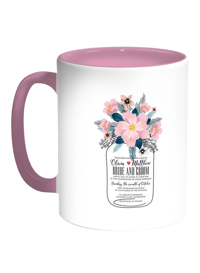 ديكالاك قدح قهوة مطبوع عليه صورة مزهرية أزهار أبيض/ وردي