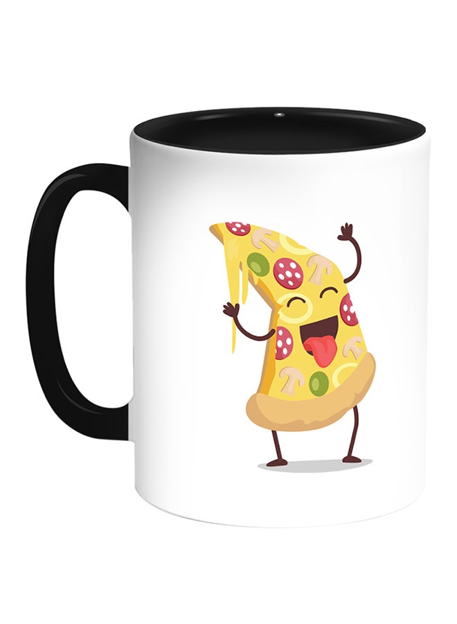 ديكالاك قدح قهوة بطبعة قطعة بيتزا أبيض/ أسود