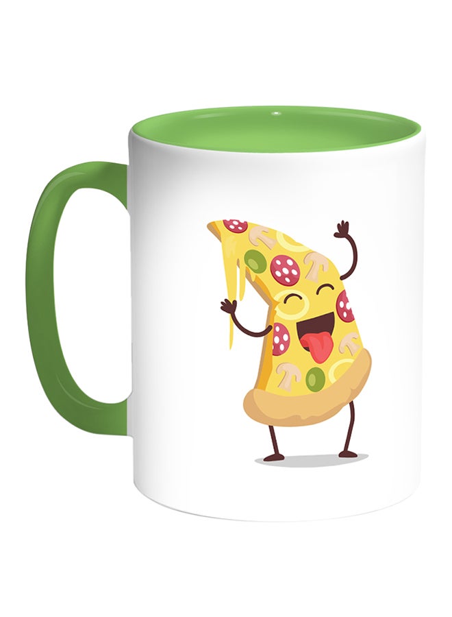 Pizza Piece Printed Coffee Mug White/Green