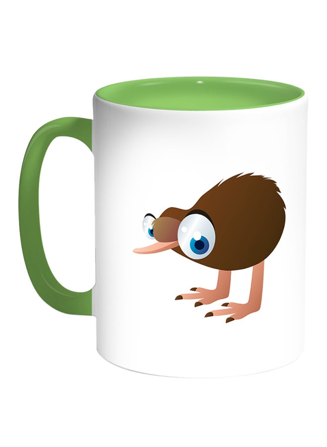 ديكالاك مج قهوة مطبوع عليه رسومات كرتونية أبيض/أخضر