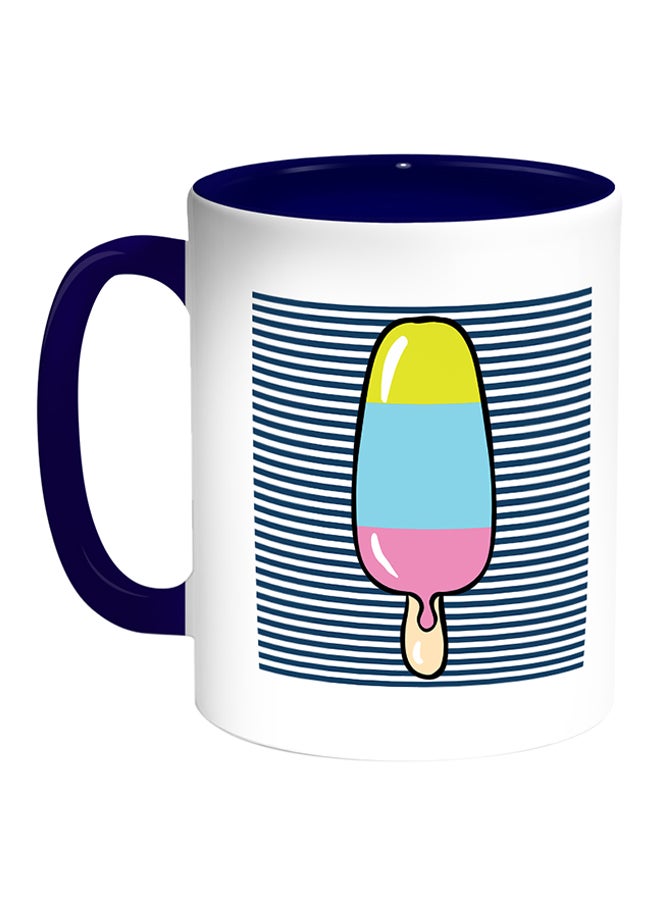 Decalac Ice Cream Printed Coffee Mug White/Blue