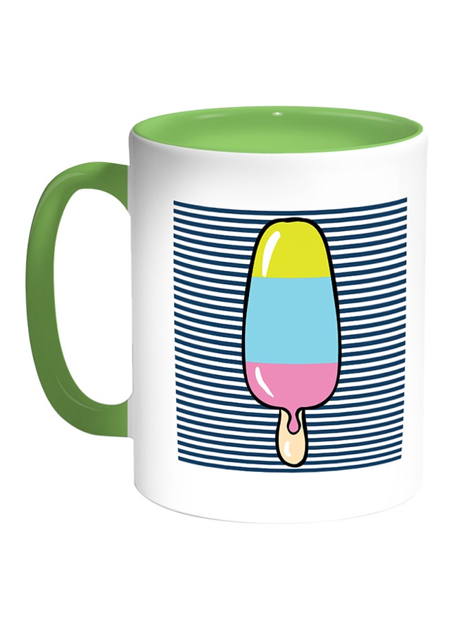 ديكالاك مج قهوة بطبعة على شكل آيس كريم أبيض/أخضر