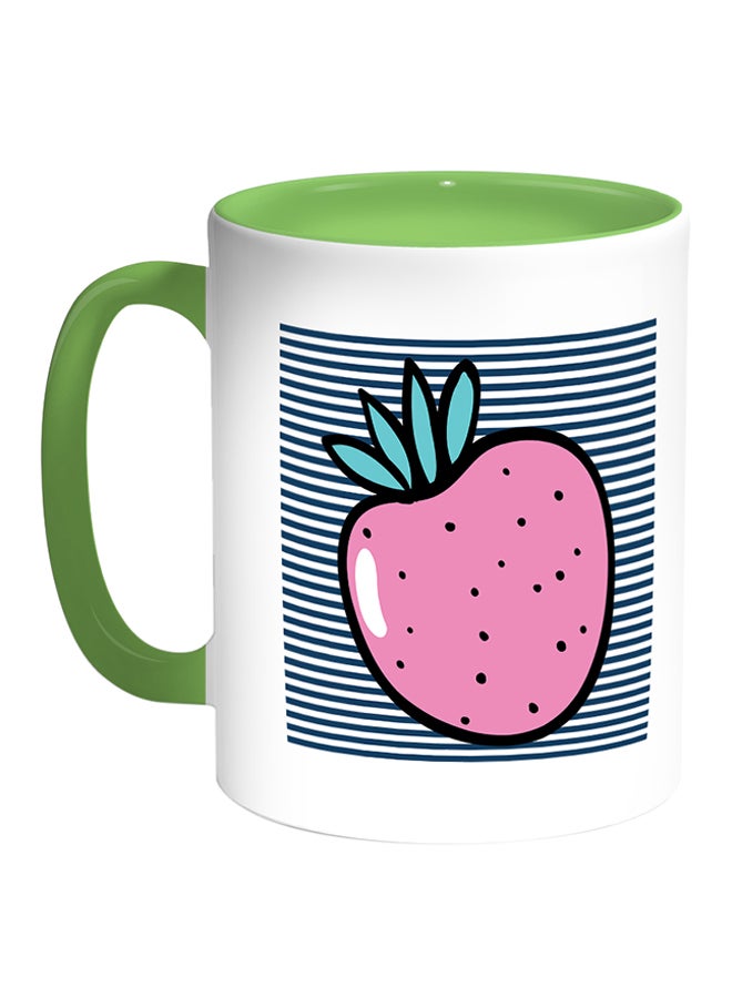 Decalac Strawberry Printed Coffee Mug White/Green