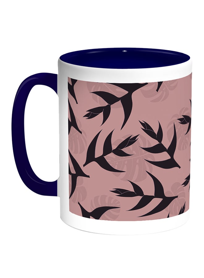 ديكالاك مج قهوة بطبعة على شكل أوراق شجر أبيض/أزرق