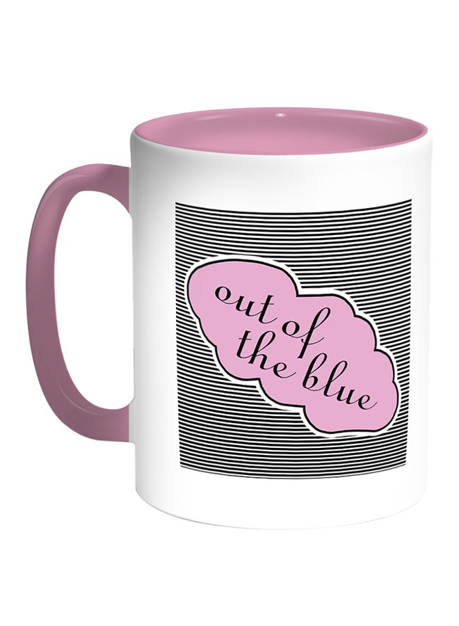 ديكالاك مج قهوة مطبوعة عليه عبارة "Out Of The Blue" أبيض/ وردي