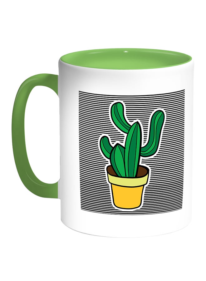 ديكالاك مج قهوة بطباعة نبات صبار أبيض/أخضر