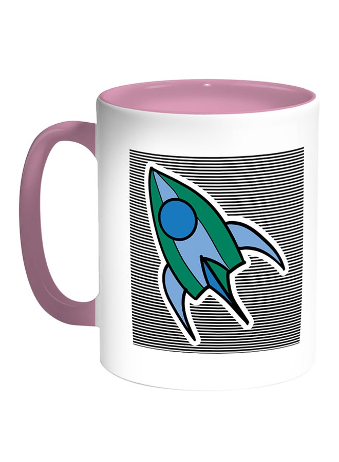 ديكالاك قدح قهوة بطبعة مركبة فضائية أبيض/ وردي