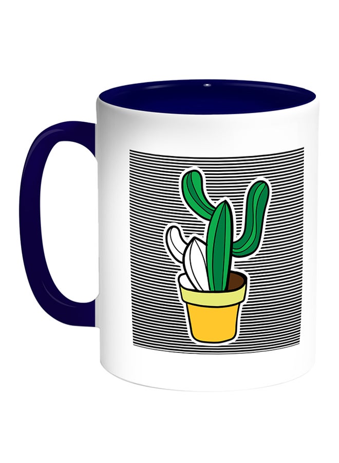 ديكالاك مج قهوة بطباعة نبات صبار أبيض/أزرق