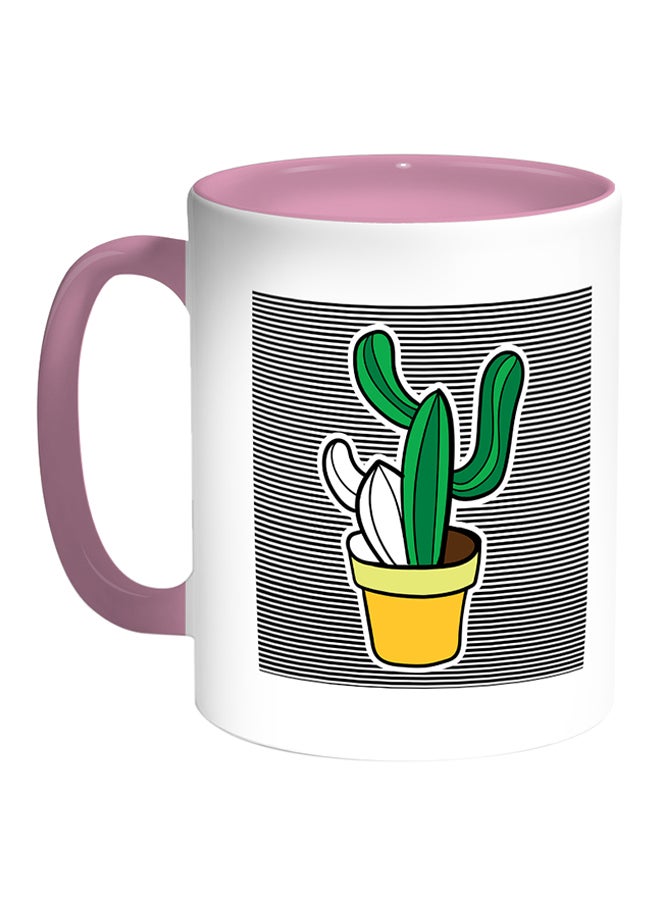 Cactuses Printed Coffee Mug White/Pink