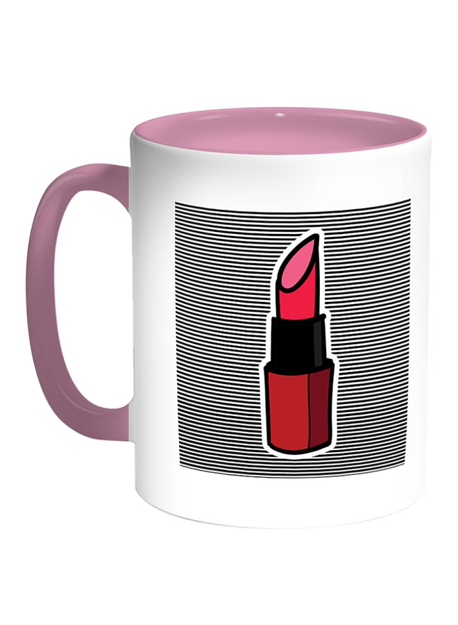 ديكالاك كوب قهوة بتصميم أحمر الشفاه أبيض/ وردي