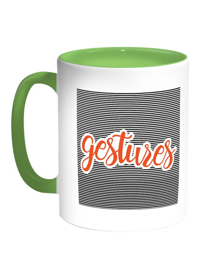 Decalac Gestures Printed Coffee Mug White/Green