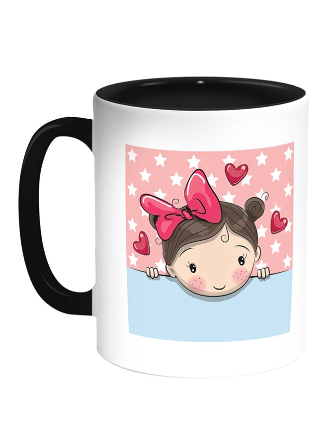 Decalac Little Girl Printed Coffee Mug White/Black