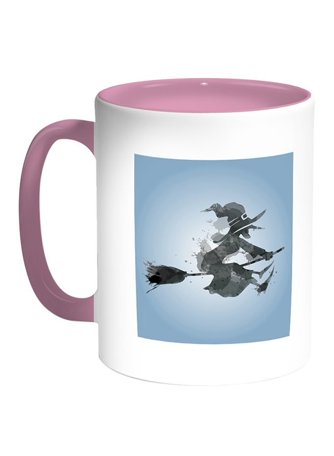 ديكالاك قدح قهوة مطبوع عليه صورة ساحرة أبيض/ وردي