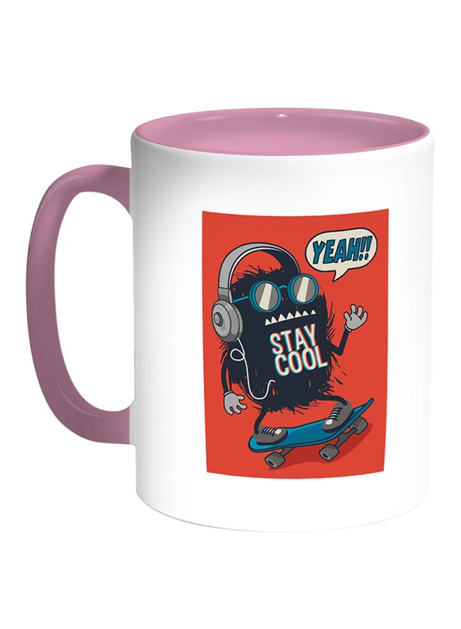 Decalac Stay Cool Printed Coffee Mug White/Pink