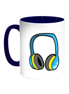 Decalac Headphone Printed Coffee Mug White/Blue 