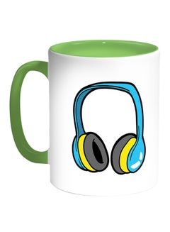 Decalac Headphone Printed Coffee Mug White/Green 