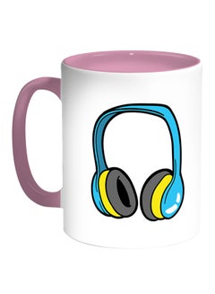Decalac Headphone Printed Coffee Mug White/Pink 
