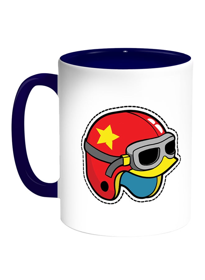 ديكالاك مج قهوة بطبعة على شكل خوذة رياضية أبيض/أزرق