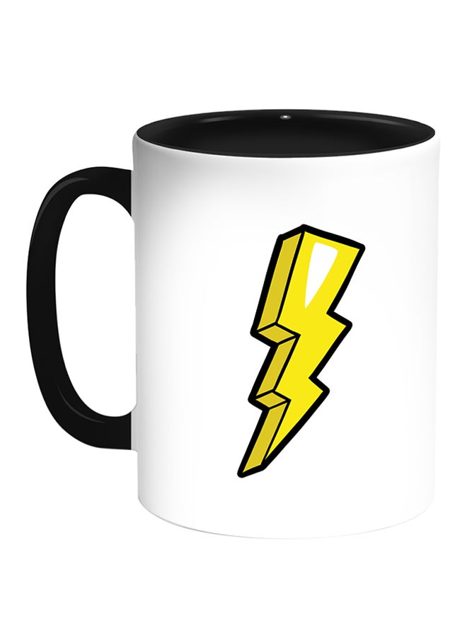 ديكالاك كوب قهوة مطبوع عليه صورة صاعقة كهربائية أبيض/ أسود