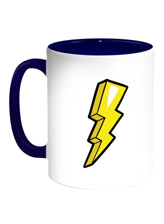 Decalac Electric Thunderbolt Printed Coffee Mug White/Blue