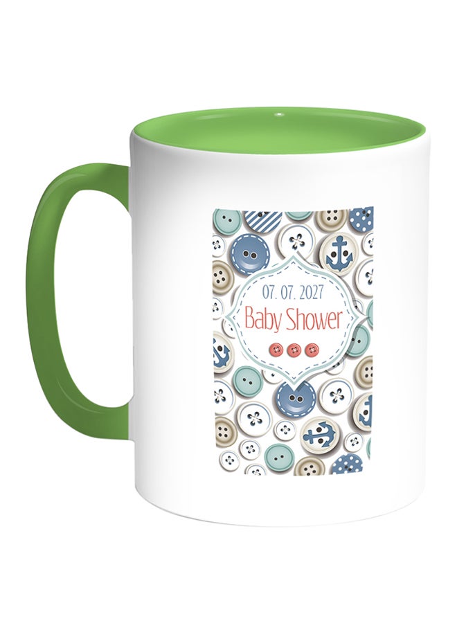 ديكالاك مج قهوة بطباعة Baby Shower أبيض/أخضر