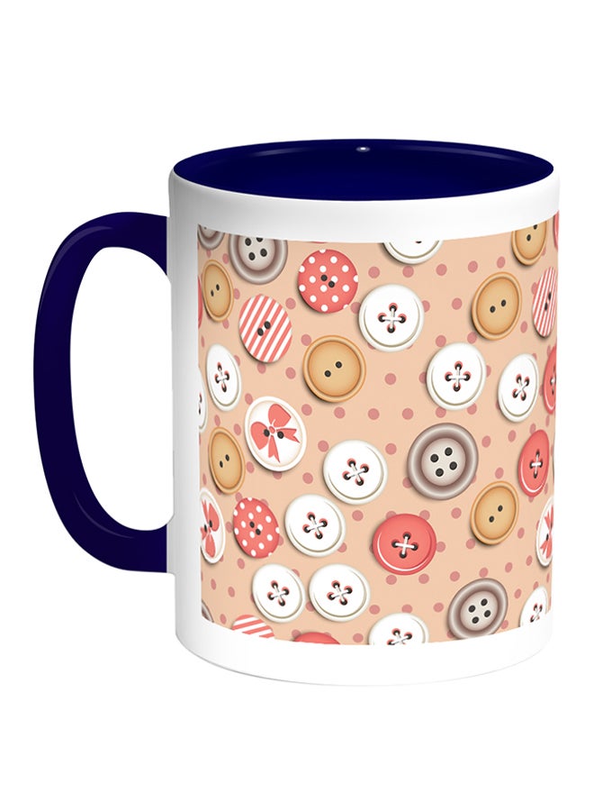 Decalac - Clothes Buttons Printed Coffee Mug White/Blue - Image 1