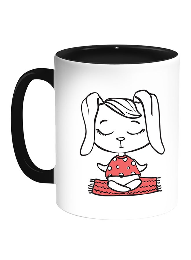 ديكالاك كوب قهوة مزين برسومات كرتونية بشكل أرانب أبيض/ أسود