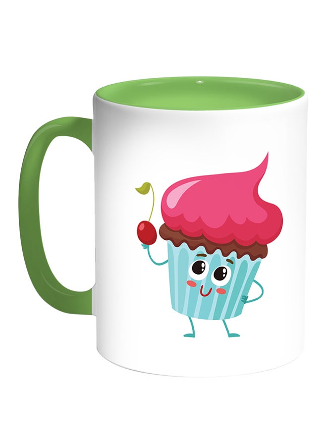 Decalac Food - Cupcake Printed Coffee Mug White/Green