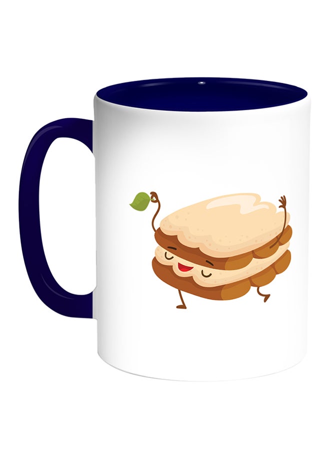 ديكالاك كوب قهوة مطبوع عليه رسمة كيك - طعام أبيض/أزرق