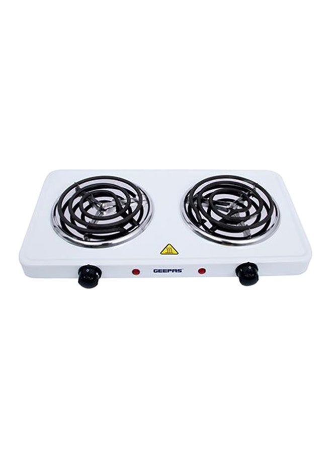 GEEPAS Double Electric Hot Plate with Double Solid Hotplates of 140+140 mm, Equipped with Adjustable Thermostat/ Ideal for Boiling/Frying and Other Cooking Tasks 2000 W GHP7576N White/Black  - Image 1