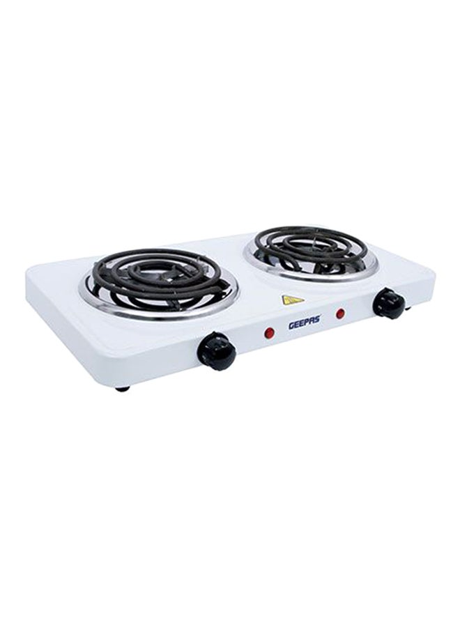 GEEPAS Double Electric Hot Plate with Double Solid Hotplates of 140+140 mm, Equipped with Adjustable Thermostat/ Ideal for Boiling/Frying and Other Cooking Tasks 2000 W GHP7576N White/Black  - Image 3