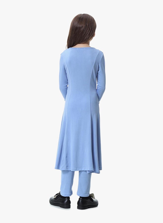 Long Sleeves Gown Dress Sky Blue  - Image 2
