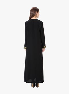 Generic Long Sleeve Abaya Dress Gold/Black  - Image 2