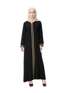 Generic Long Sleeve Abaya Dress Gold/Black  - Image 1