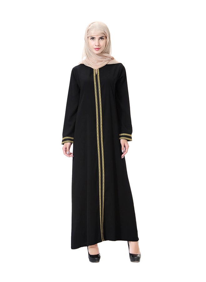 عباية بأكمام طويلة ذهبي/ أسود - Image 1