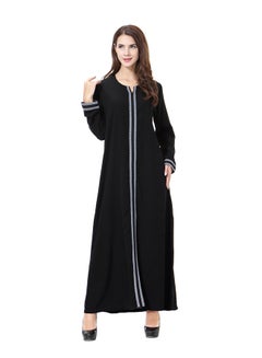 Generic Long Sleeve Abaya Dress Black/Purple  - Image 1