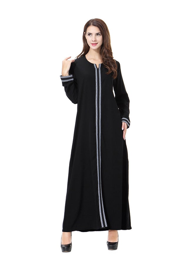 عباية بأكمام طويلة أسود/بنفسجي - Image 1