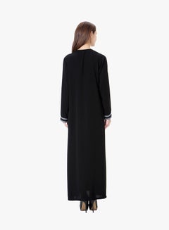 Generic Long Sleeve Abaya Dress Black/Purple  - Image 2