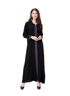 Generic Long Sleeve Abaya Dress Purple/Black  - Image 1
